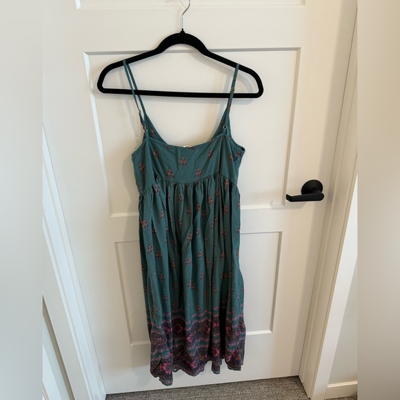 Natural Life Green Floral Boho Sundress Spaghetti Strap Midi Dress Size L - Picture 4 of 4